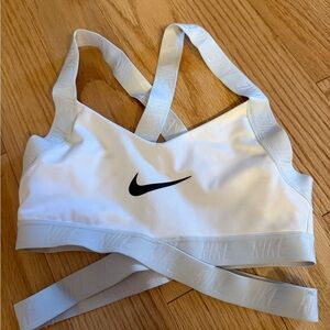 Nike White Bra with Light Gray Straps